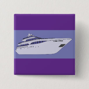 Luxury Motor Yacht Modern White Superyacht 15 Cm Square Badge