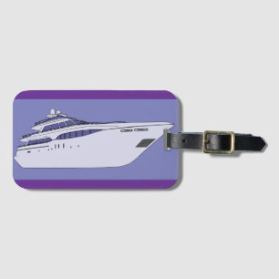Luxury Motor Yacht Modern White Superyacht Luggage Tag