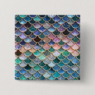 Luxury multicolor Glitter Mermaid Scales 15 Cm Square Badge