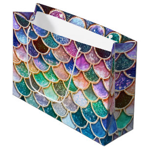Luxury multicolor Glitter Mermaid Scales Large Gift Bag