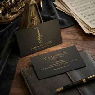 Luxury Musician Business Card Gold Saxophone