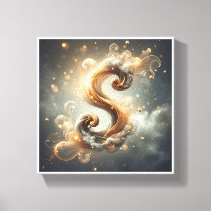 Luxury Mystical Golden Letter "S" - Ethereal Glowi Canvas Print