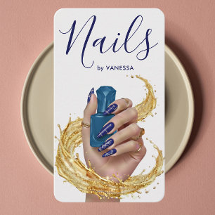 Luxury Nail Artist Manicurist Cobalt Blue Gold Business Card