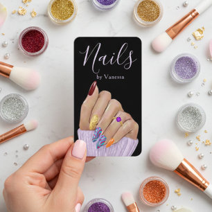 Luxury Nail Salon QR Code Modern Nail Tech Business Card