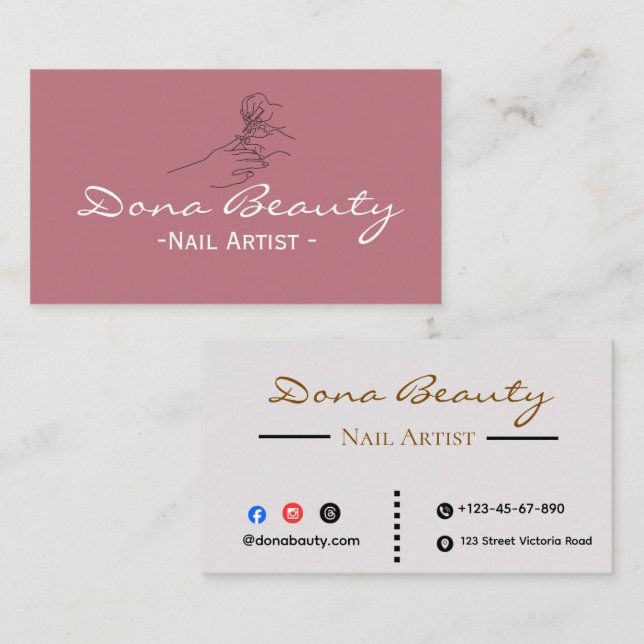 Luxury Nail Technician Business Card (Front/Back)