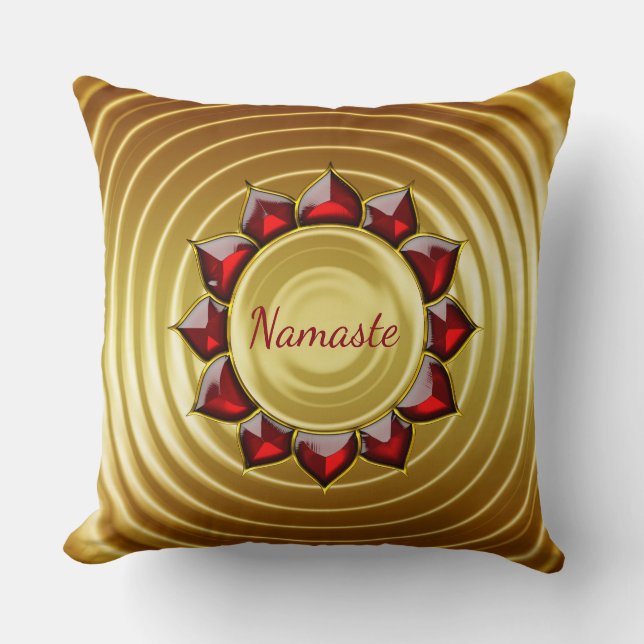 Luxury Namaste red and gold Cushion (Front)