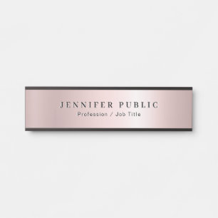 Luxury Name Surname Template Rose Gold Glamour Door Sign
