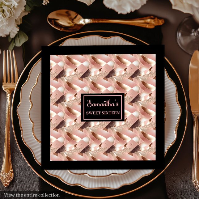 Luxury Napkins Personalised Rose Gold and Black (Luxury Napkins Personalized Rose Gold and Black)