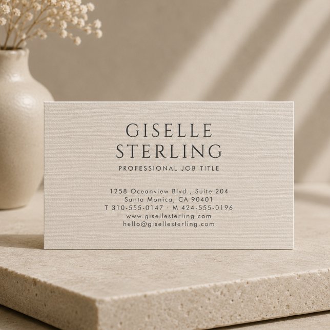 Luxury Natural Neutral Linen Business Card (Creator Uploaded)