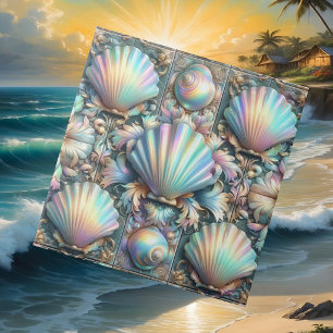 Luxury Nautical Decor   Opal Seashells Beach House Tile