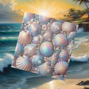 Luxury Nautical Decor   Opal Seashells Beach House Tile