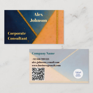 Luxury Navy and Gold Glitter Corporate Consultant  Business Card