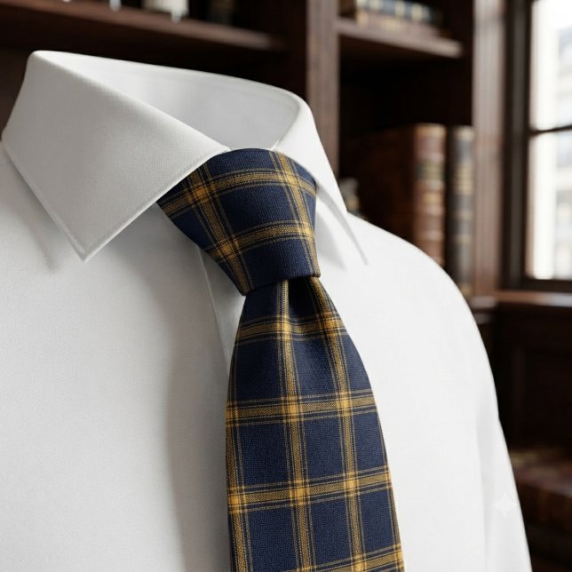 Luxury Navy and Gold Plaid Tie (Creator Uploaded)