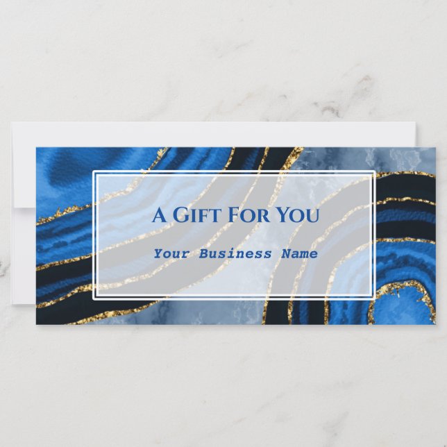 Luxury Navy Blue Agate Gilded Gift Certificate (Front)