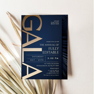 Luxury Navy Blue and Gold Gala Invitation Card