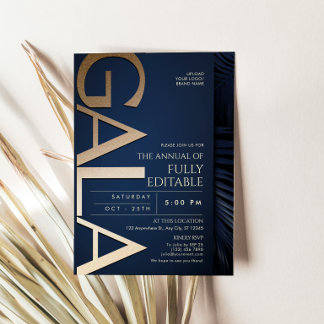 Luxury Navy Blue and Gold Gala Invitation Card