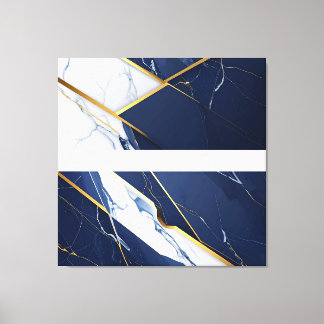 Luxury Navy Blue and Gold Marble Geometric Pattern Canvas Print