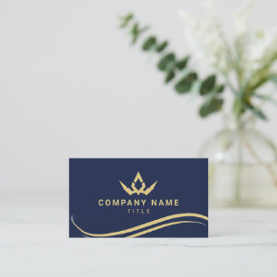 Luxury Navy Blue and Gold Royal Business Card