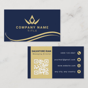 Luxury Navy Blue and Gold Royal Business Card