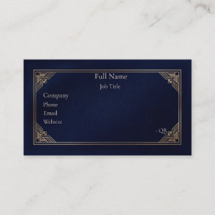 Luxury Navy Blue Art Deco Gold Business  Card