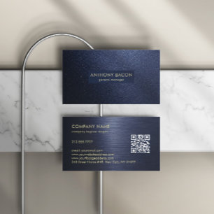 Luxury Navy Blue Glitter Business Card