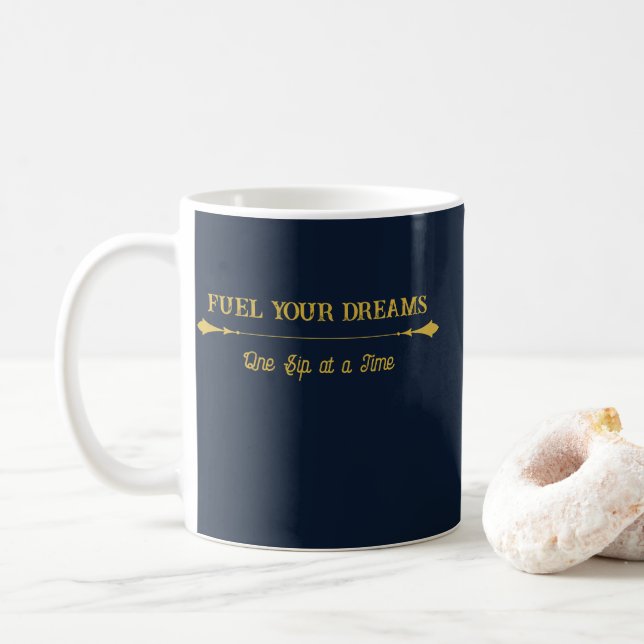 Luxury Navy Blue Gold Coffee Mug (With Donut)