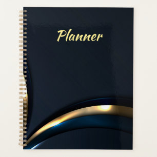 Luxury navy blue gold curve planner for men