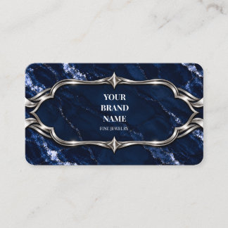 Luxury Navy Blue Marble Silver Bracelet Card