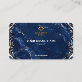 Luxury Navy Blue Marble Silver Earring Card