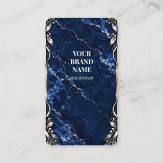 Luxury Navy Blue Marble Silver Gift Hang Tag