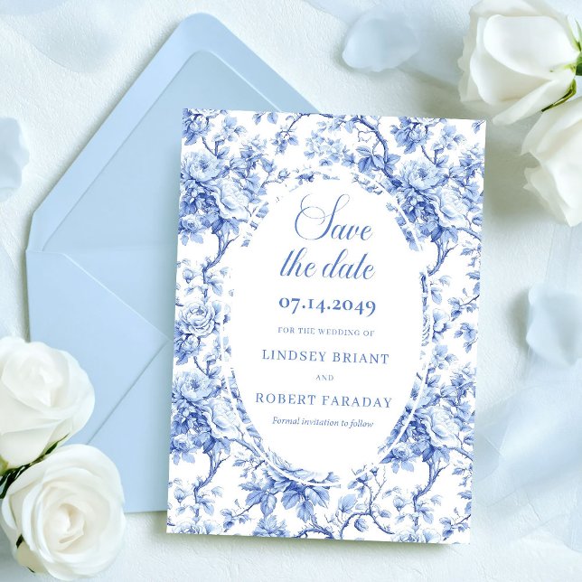 Luxury Navy Blue Roses Save the Date Wedding Card (Luxury Navy Blue Roses Save the Date Wedding Card)
