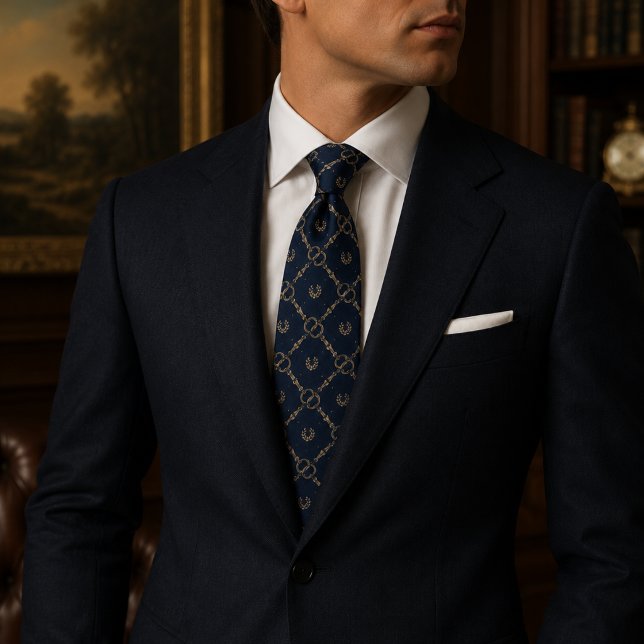 Luxury Navy Equestrian Horse Bit Tie (Creator Uploaded)