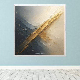 Luxury Navy & Gold Abstract Canvas – Modern Print