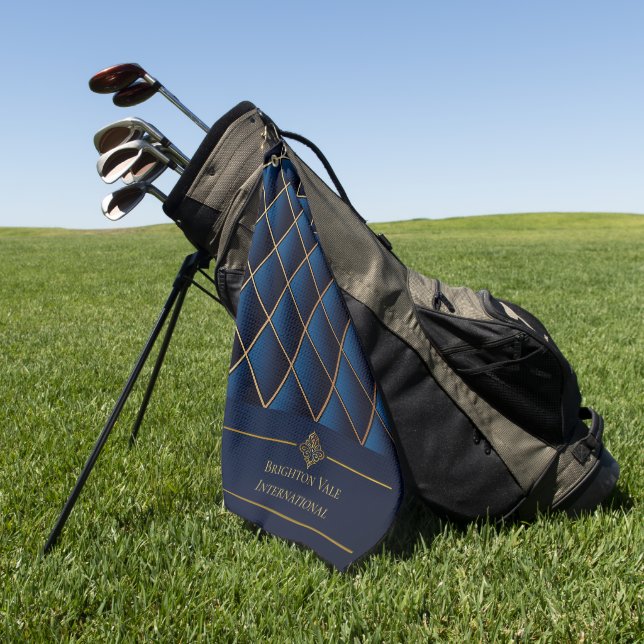 Luxury Navy Gold Corporate Golf Towel (Green)