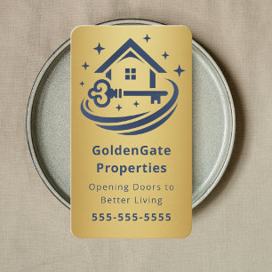 Luxury Navy & Gold Real Estate Agent Realtor Business Card