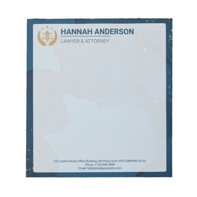 Luxury Navy Look Attorney Logo, for Legal Professi Notepad (Front)