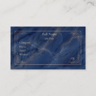 Luxury Navy Marble Gold Botanical Business Card