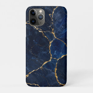 Luxury Navy Marble Gold Monogram Business Branding Case-Mate iPhone Case