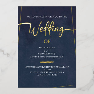 Luxury Navy Velvet Gold Foil Calligraphy Wedding