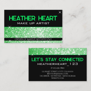 Luxury Neon Green Bright Glitter Glam Glamour  Business Card