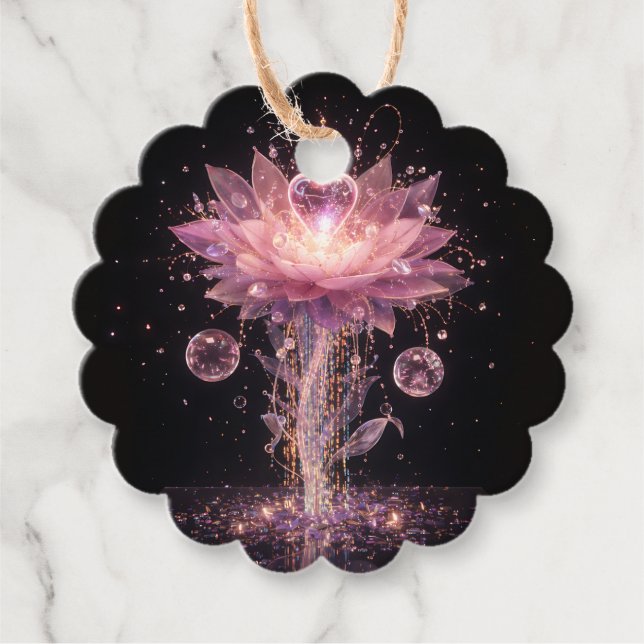 Luxury Neon Heart Scalloped Gift Tags (Front)