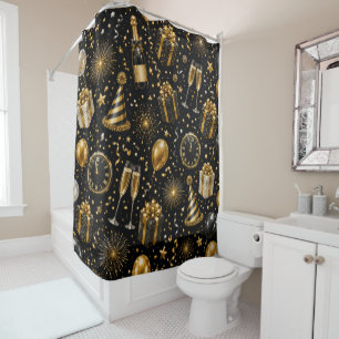 Luxury New Year Celebration Pattern Shower Curtain