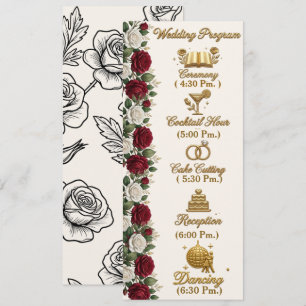 Luxury New York Rose Full Wedding Program Timeline Programme