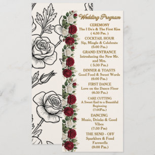 Luxury New York Rose Wedding Program with Descript Programme