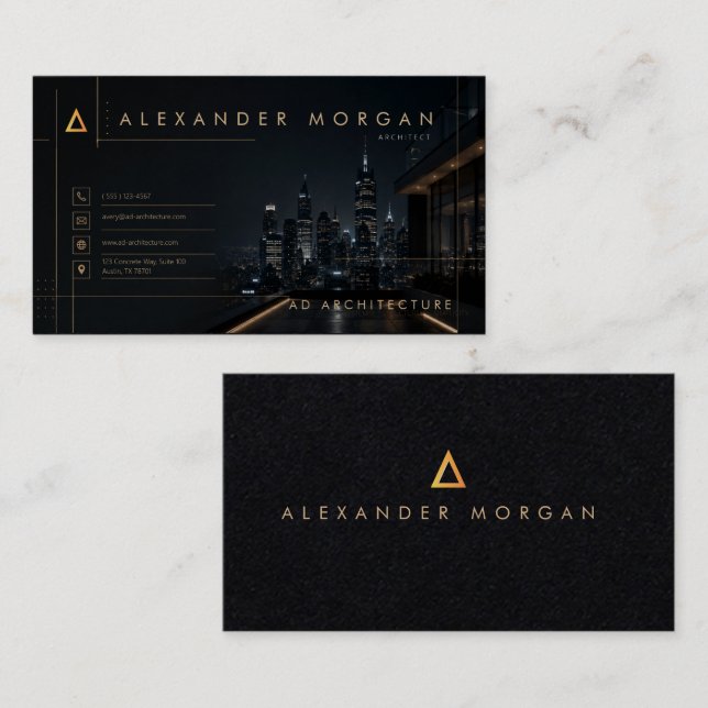 Luxury Night Cityscape Architect Business Card (Front/Back)