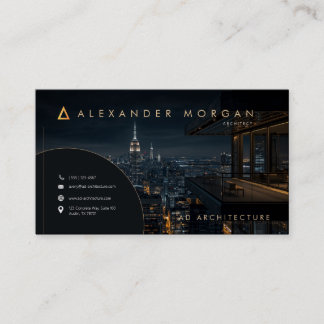 Luxury Night Cityscape Architect Business Card