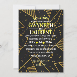 Luxury Noir Elegant Black and Gold Formal Invitati Invitation