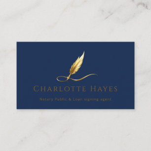 Luxury Notary Public Gold Feather Business Cards
