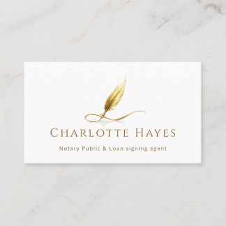 Luxury Notary Public Gold Feather Business Cards