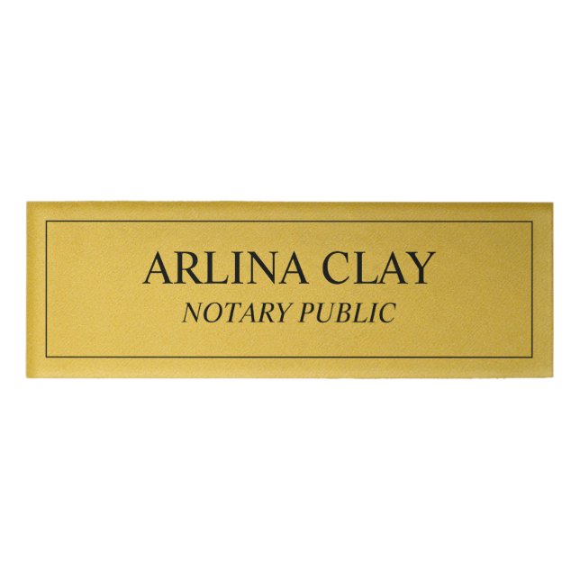 Luxury Notary Public Name Badge Gold Texture (Front)